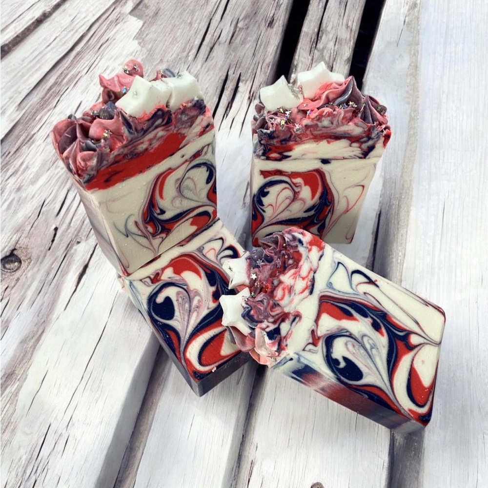 Red, White & Soapy Bar Soap, Popsicle Scented Bar Soaps, July 4th Aesthetic